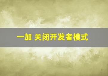 一加 关闭开发者模式